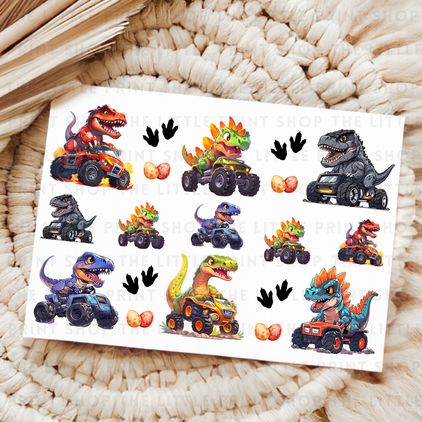 Dinosaur Trucks - UV DTF A4 Decal Sheet