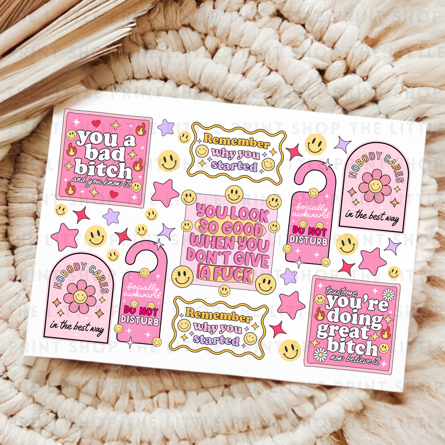 Pink Notes - UV DTF A4 Decal Sheet