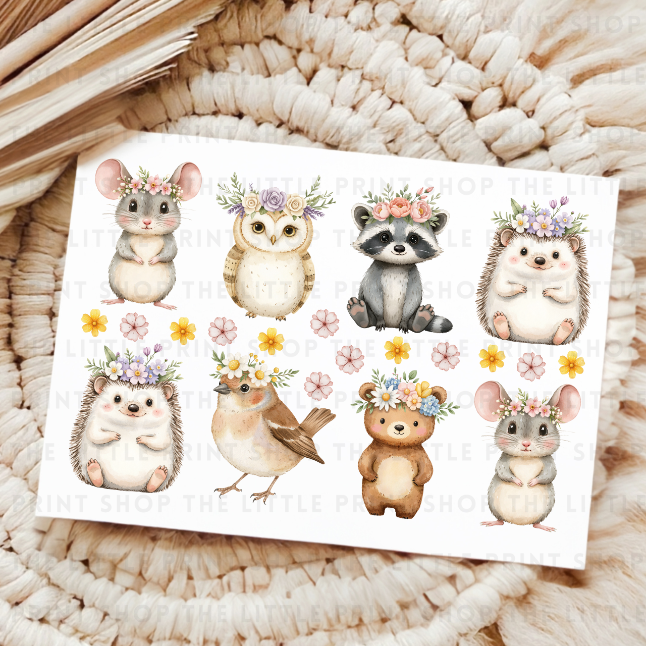 Floral Animals - UV DTF A4 Decal Sheet