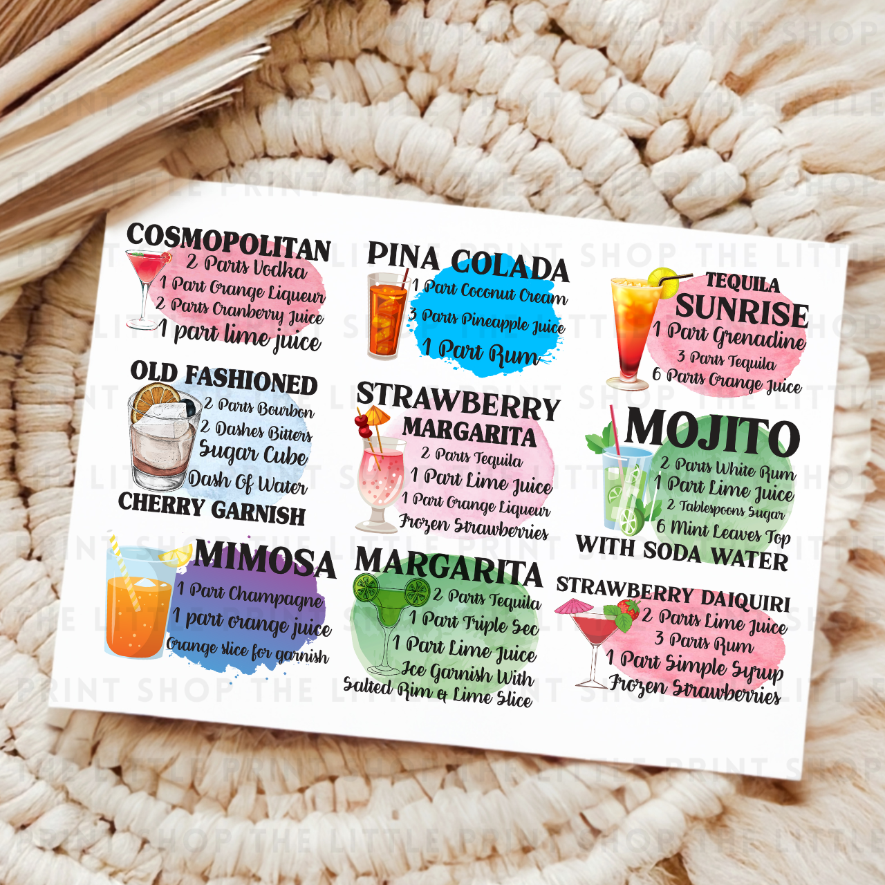 Cocktails - UV DTF A4 Decal Sheet