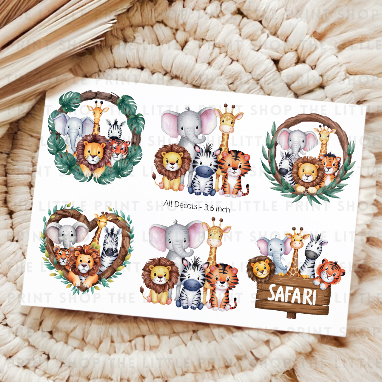 Safari Animals - UV DTF A4 Decal Sheet