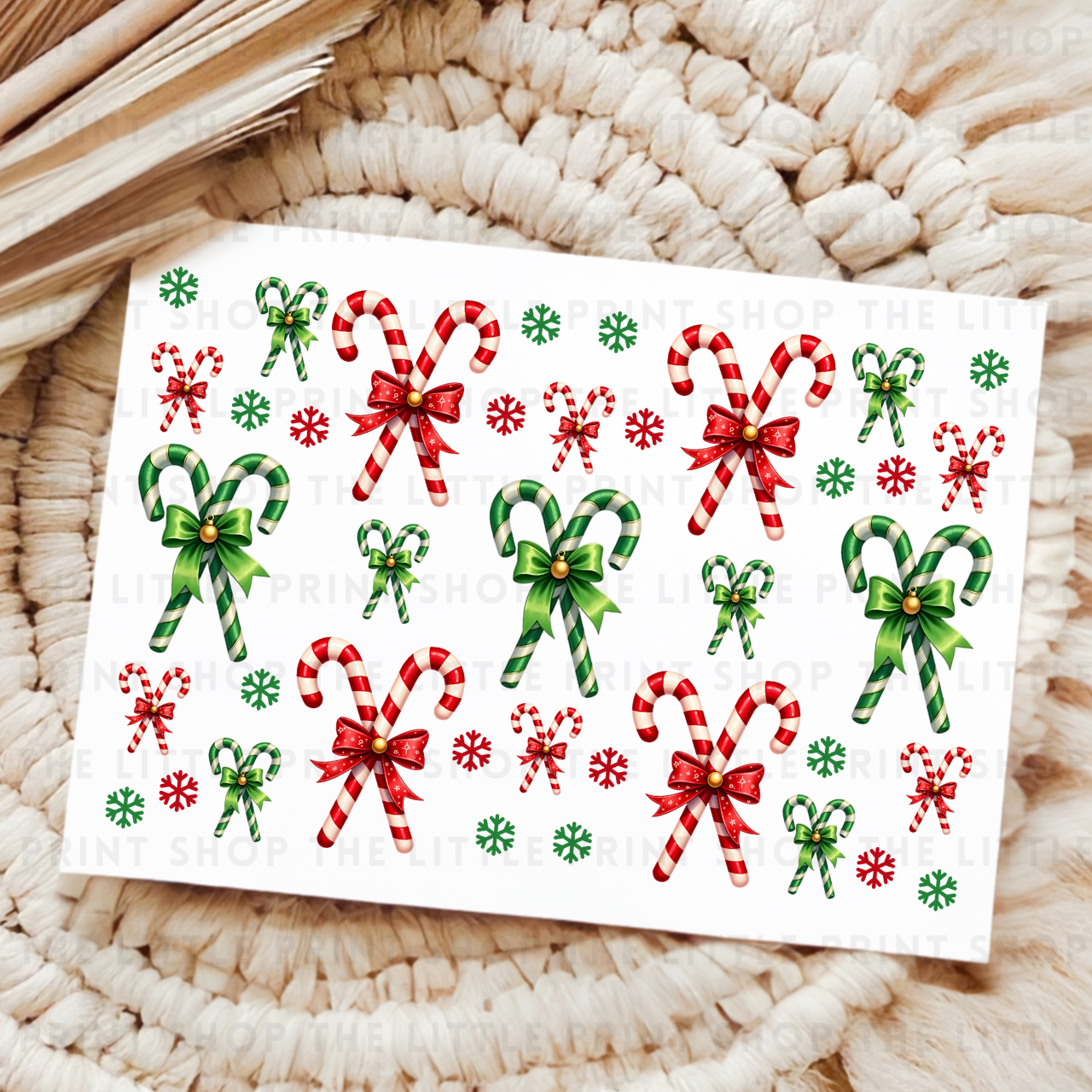 Green Candy Canes - UVDTF A4 Transfer Sheet