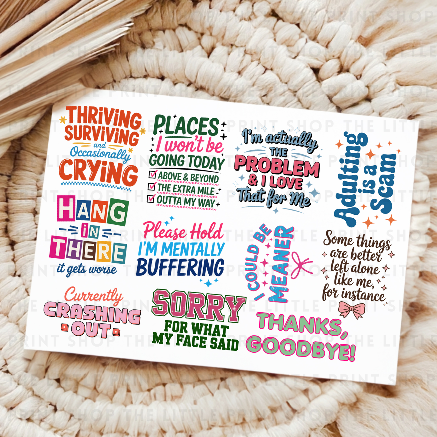 Sarcastic Quotes - UV DTF A4 Decal Sheet