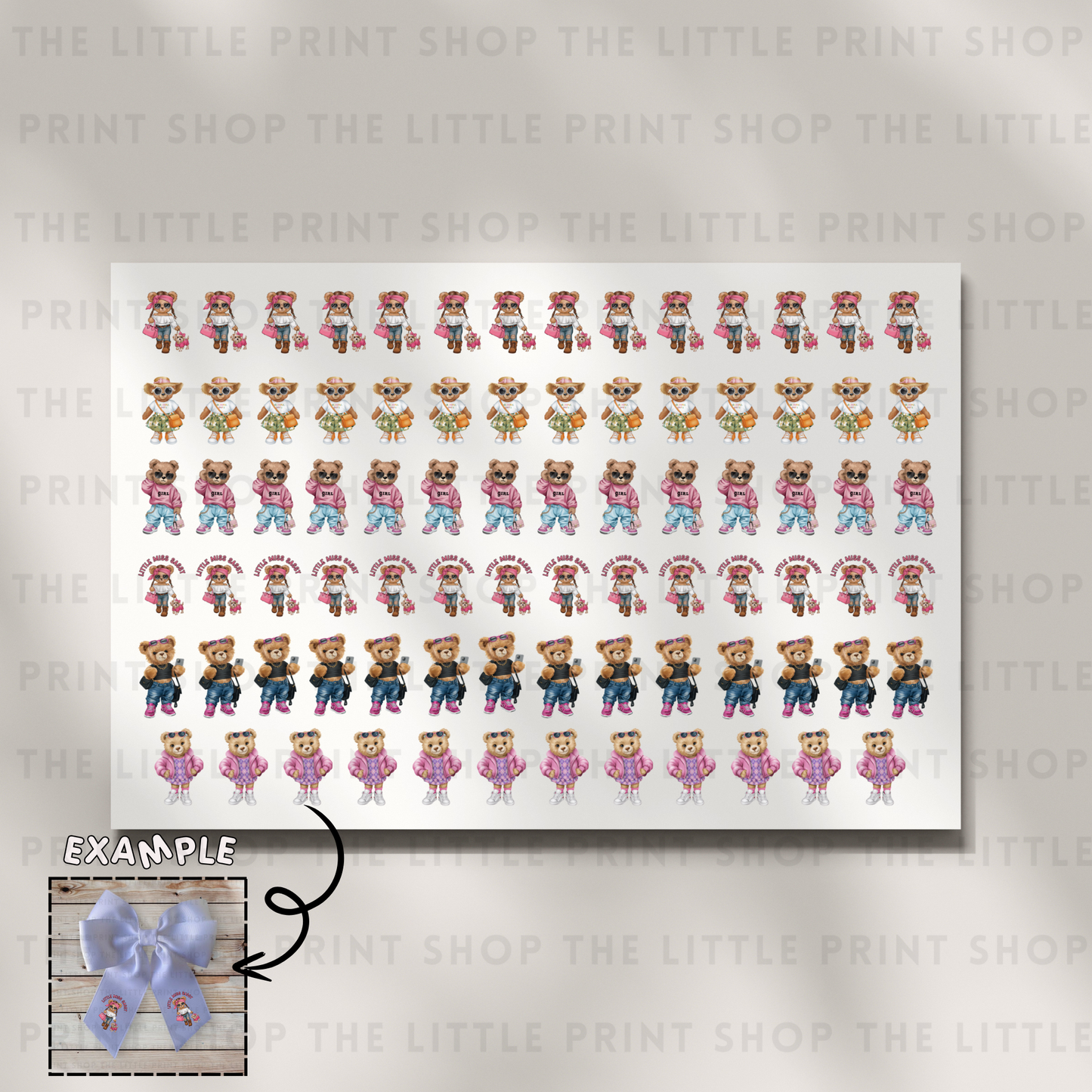 Bears - DTF A4 Hair Bow Transfer Sheet