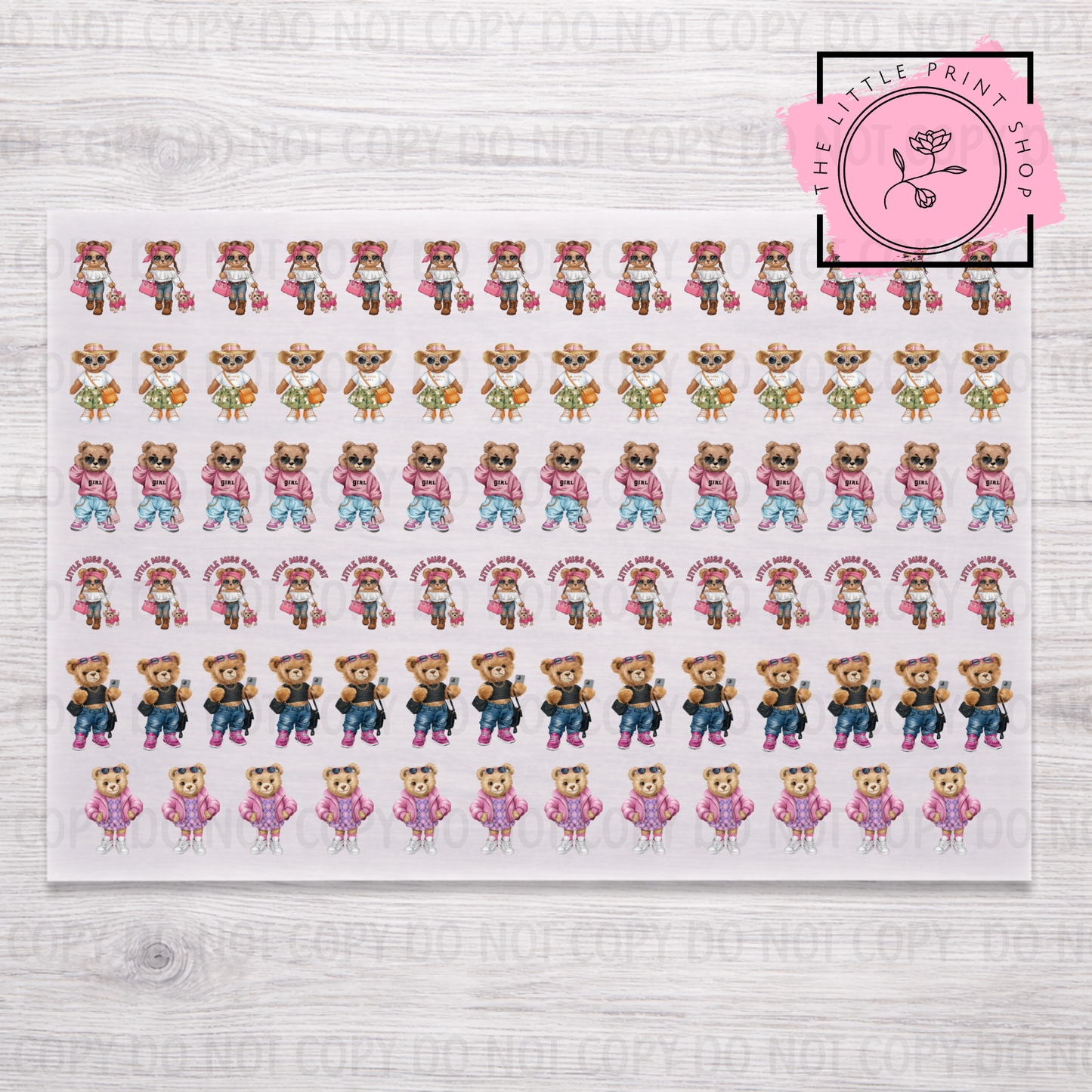 Bears - DTF A4 Hair Bow Transfer Sheet