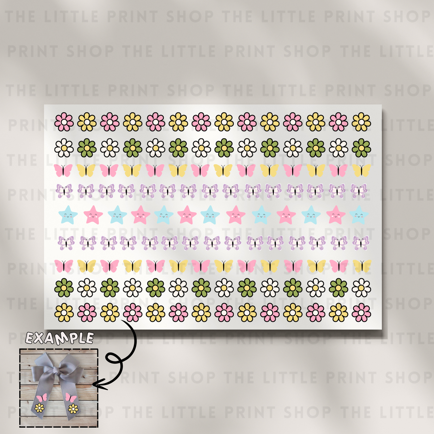 Flowers & Butterflies - DTF A4 Hair Bow Transfer Sheet