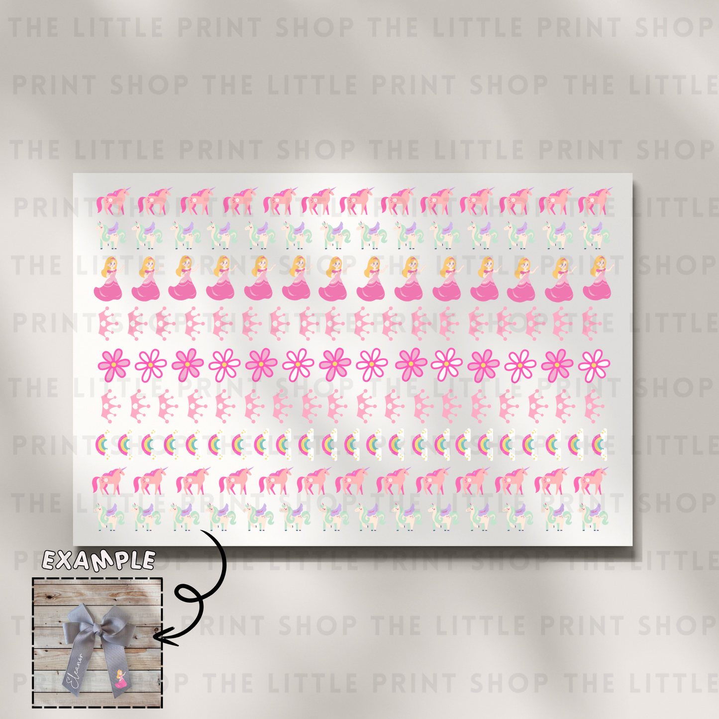 Unicorn - DTF A4 Hair Bow Transfer Sheet