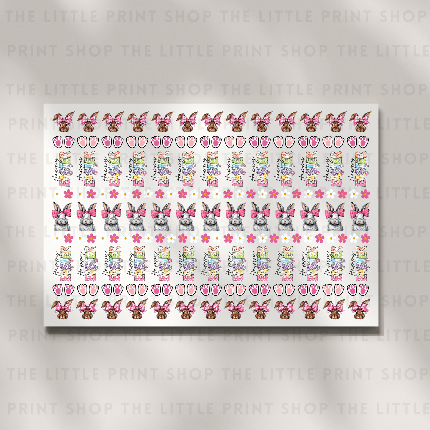 Pink Bow Bunnies - DTF A4 Hair Bow Transfer Sheet