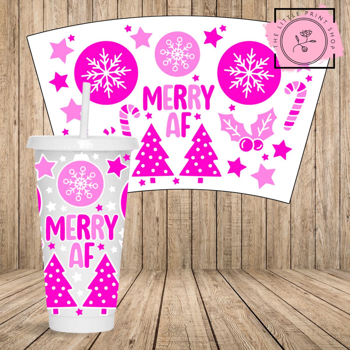 Merry AF - 24oz Printed UV DTF Wrap