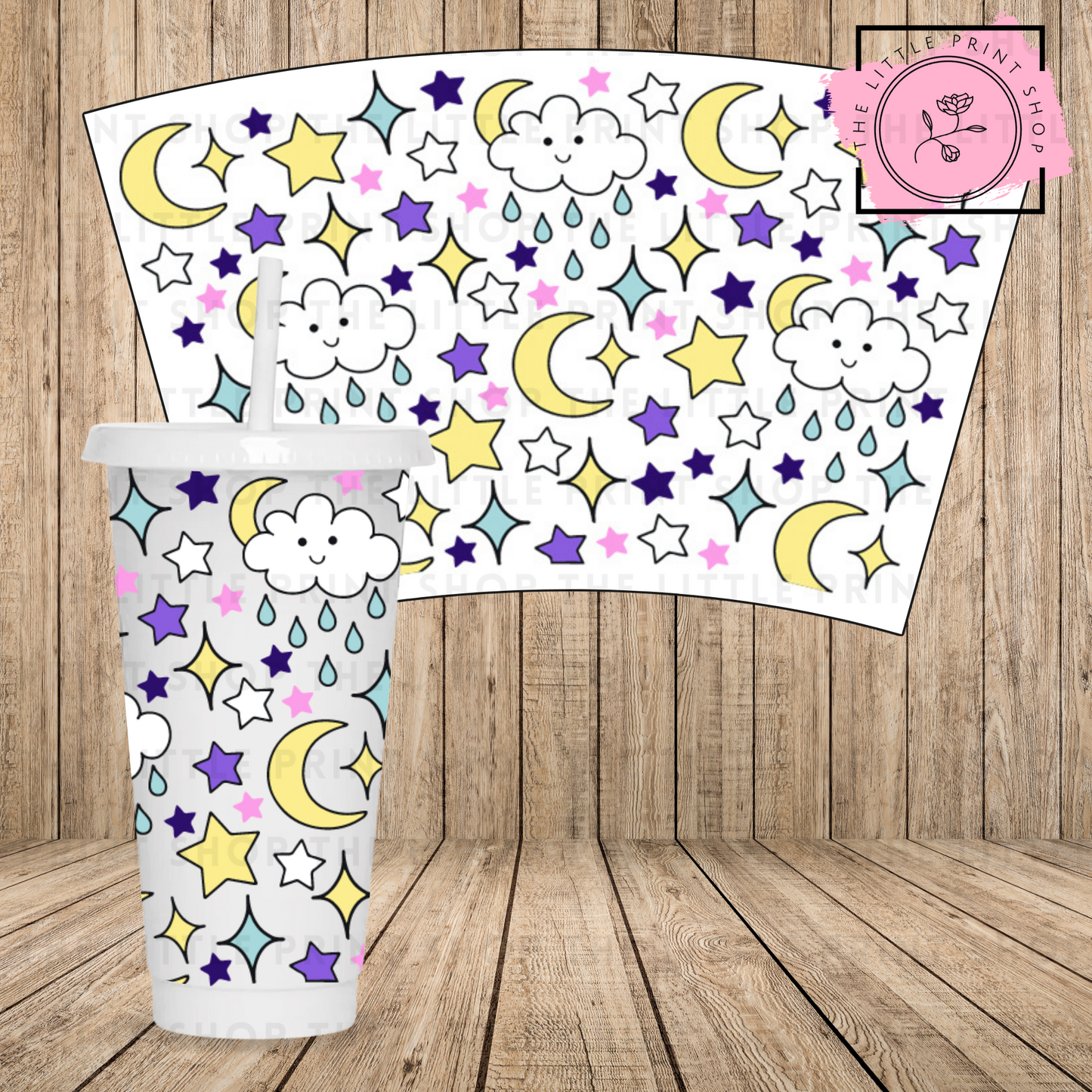 Moons & Stars - 24oz Printed UV DTF Wrap