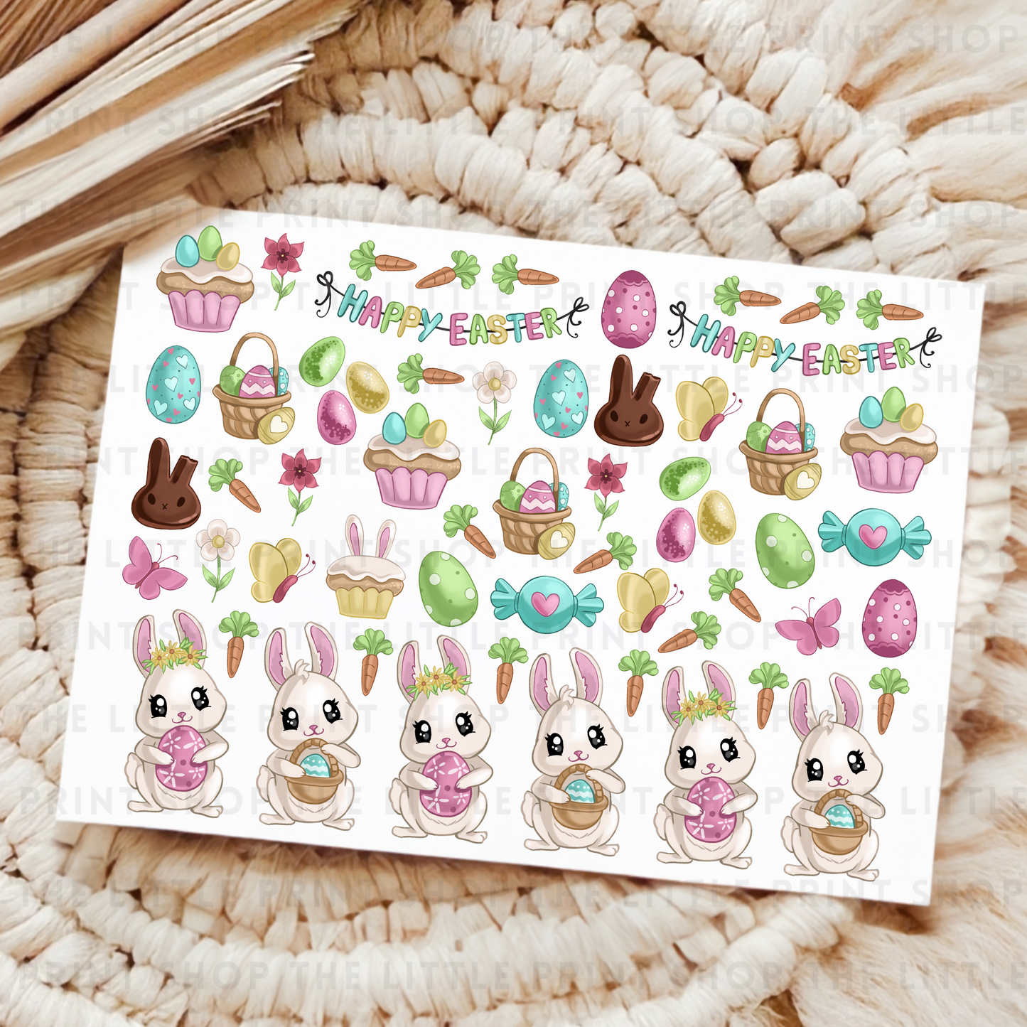Easter Bunnies - UV DTF 8x6 Decal Sheet
