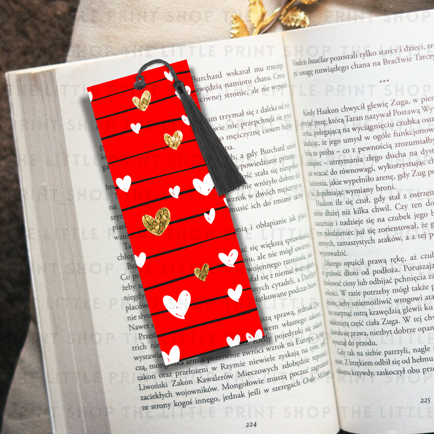 Gold Hearts - UV DTF 14cm x 5cm Bookmark Decal