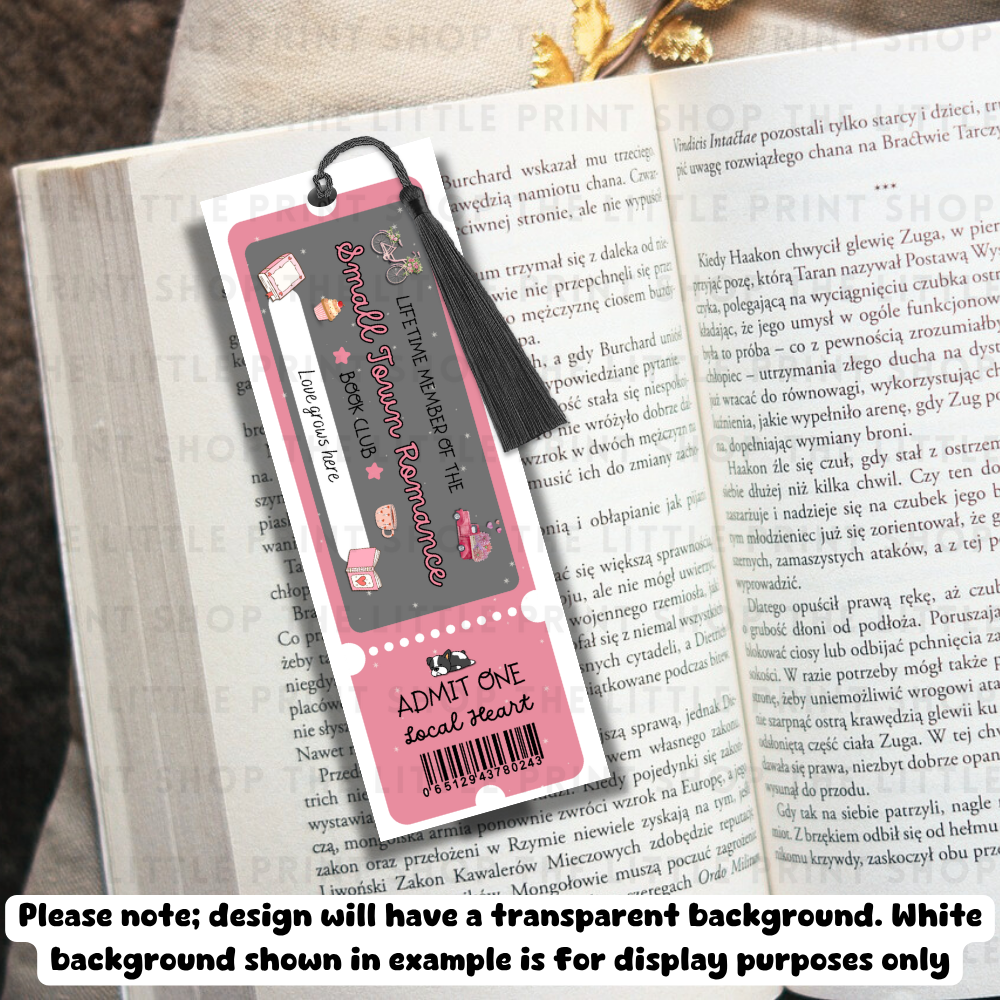 Small Town Romance - UV DTF 14cm x 5cm Bookmark Decal