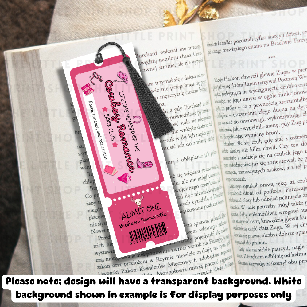 Cowboy Romance - UV DTF 14cm x 5cm Bookmark Decal