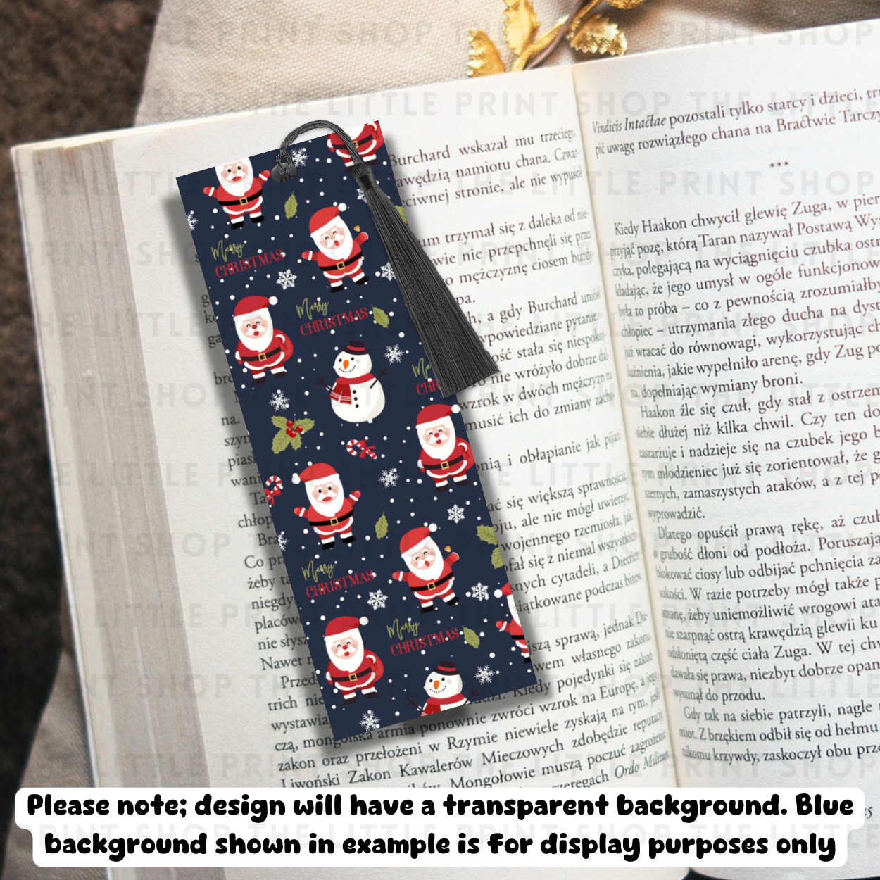 Santa - UV DTF 14cm x 5cm Bookmark Decal