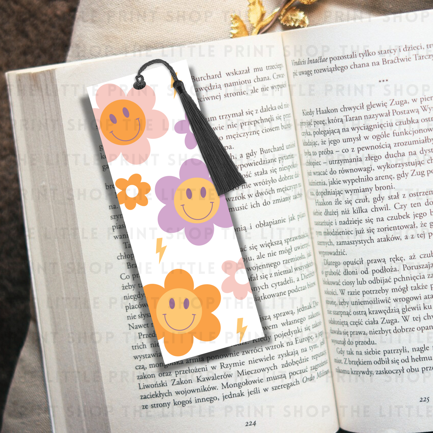 Smiley Flowers - UV DTF 14cm x 5cm Bookmark Decal