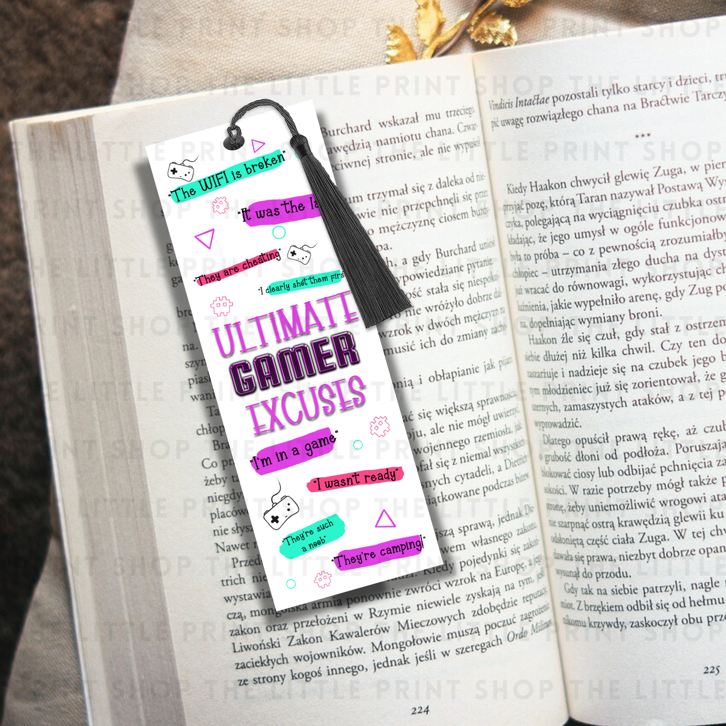 Gamer Excuses - Pink - UV DTF 14cm x 5cm Bookmark Decal