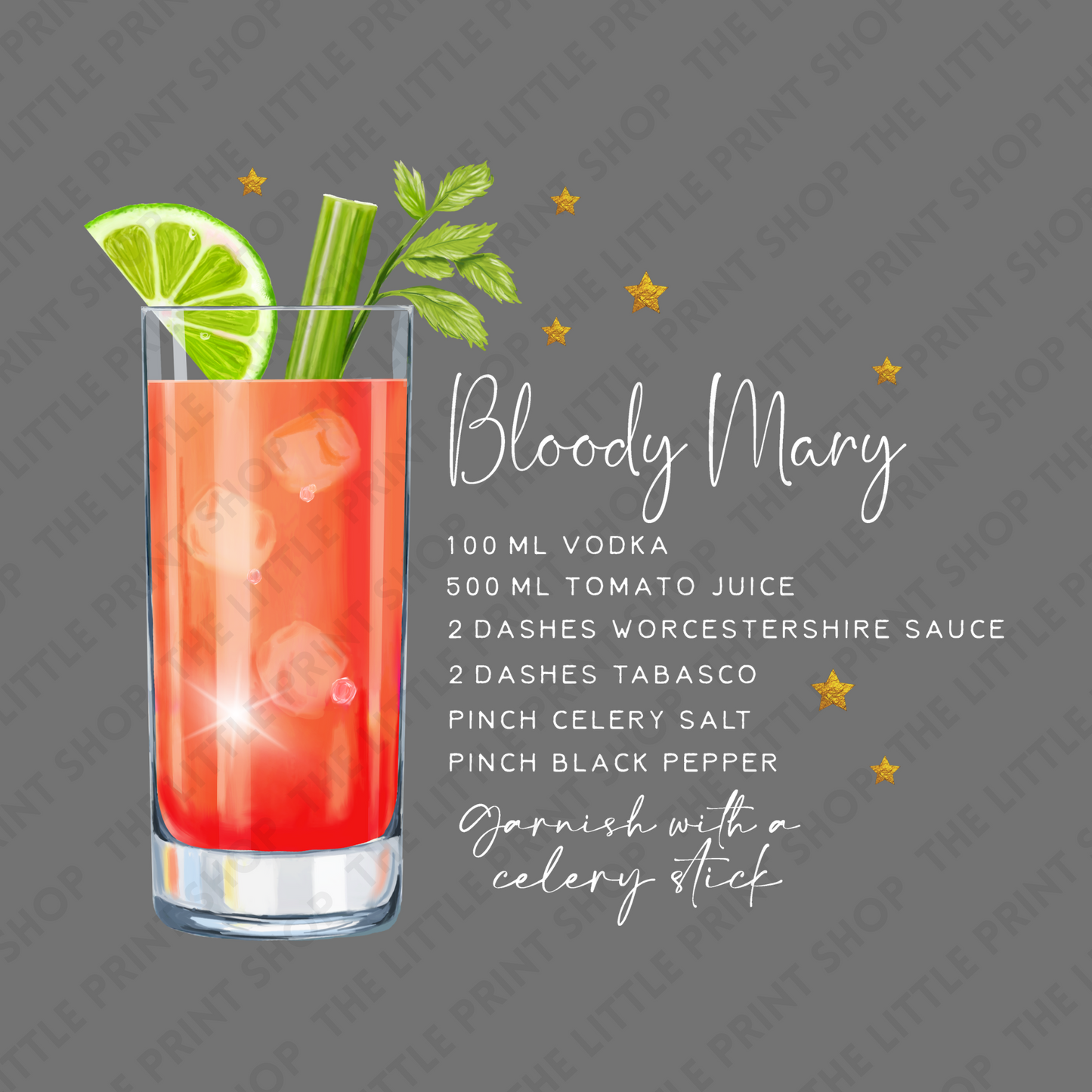 Bloody Mary Recipe - Various Sizes - UV DTF Decal
