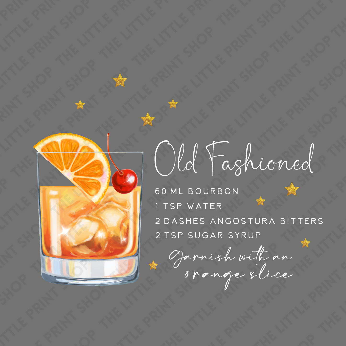 Old Fashioned Recipe - Various Sizes - UV DTF Decal