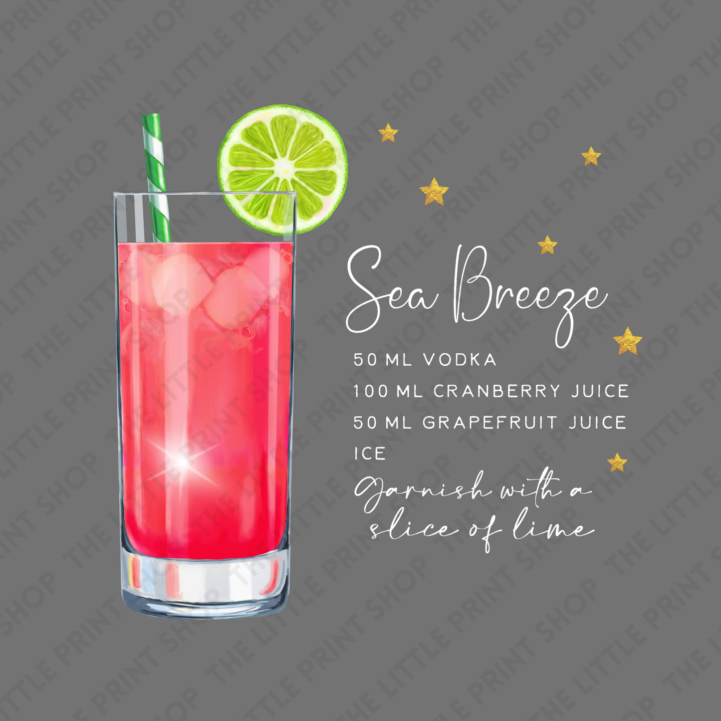 Sea Breeze Recipe - Various Sizes - UV DTF Decal