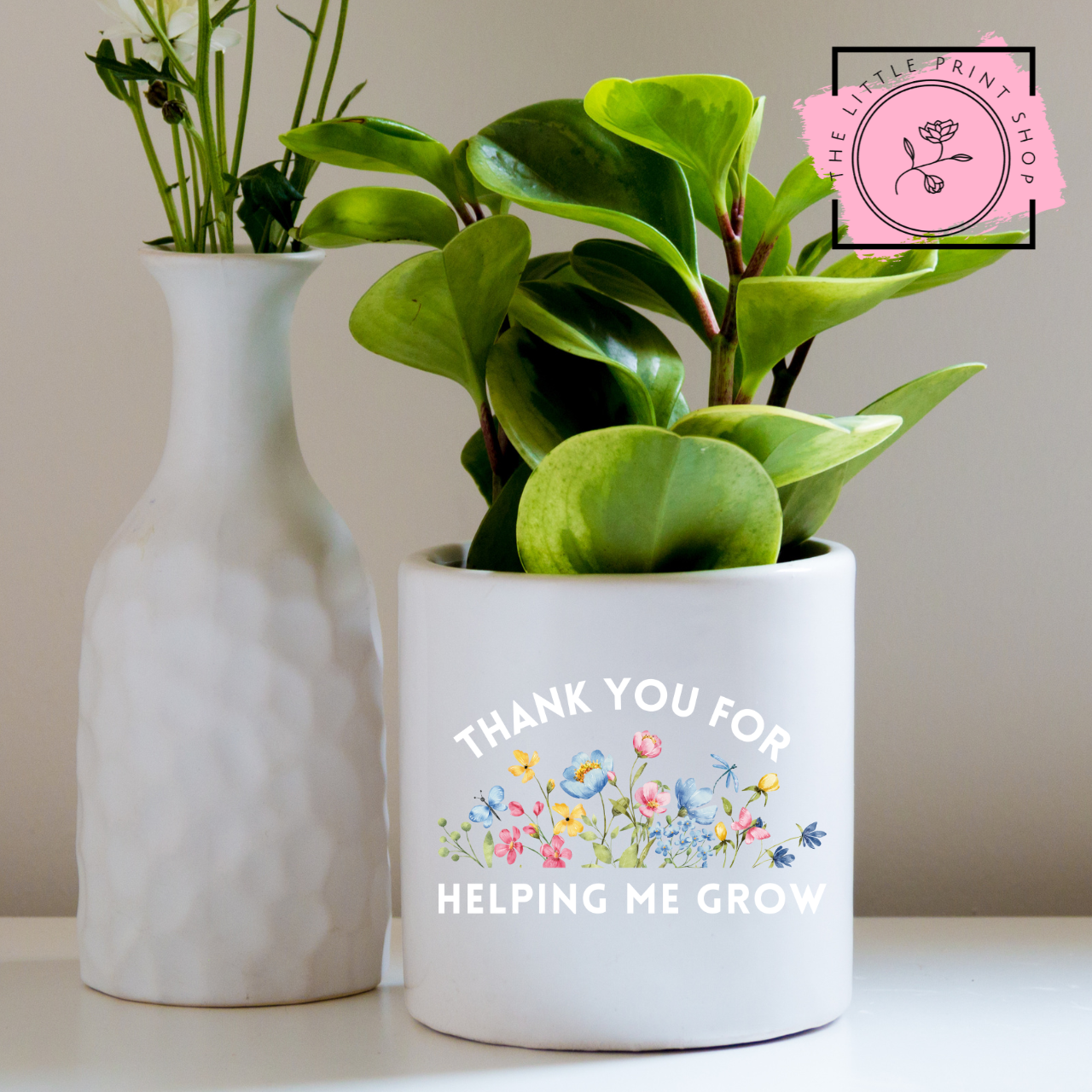 Helping Me Grow - White - UV DTF 4 inch Decals