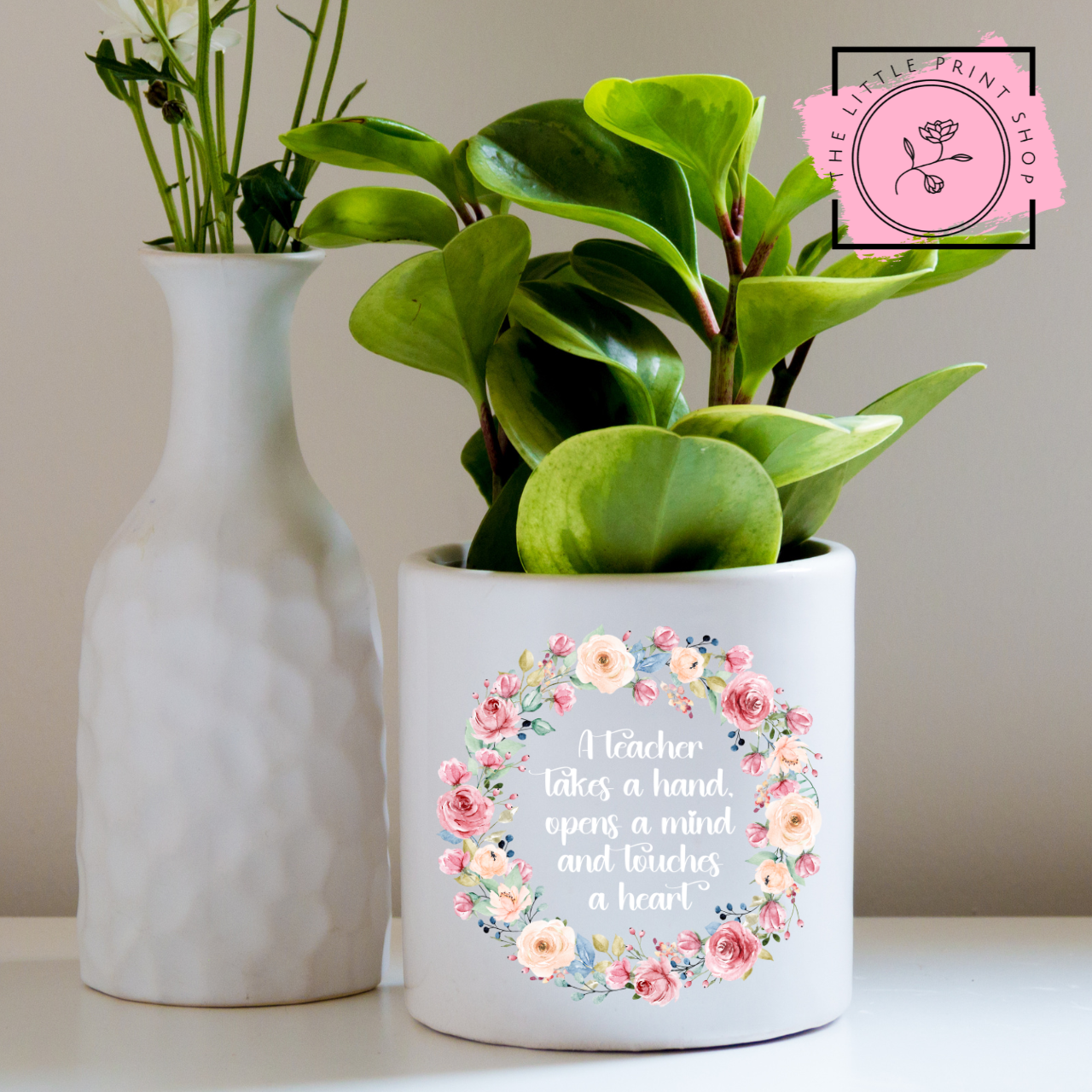 Takes A Hand.. Pink Floral - White - UV DTF 4 inch Decals