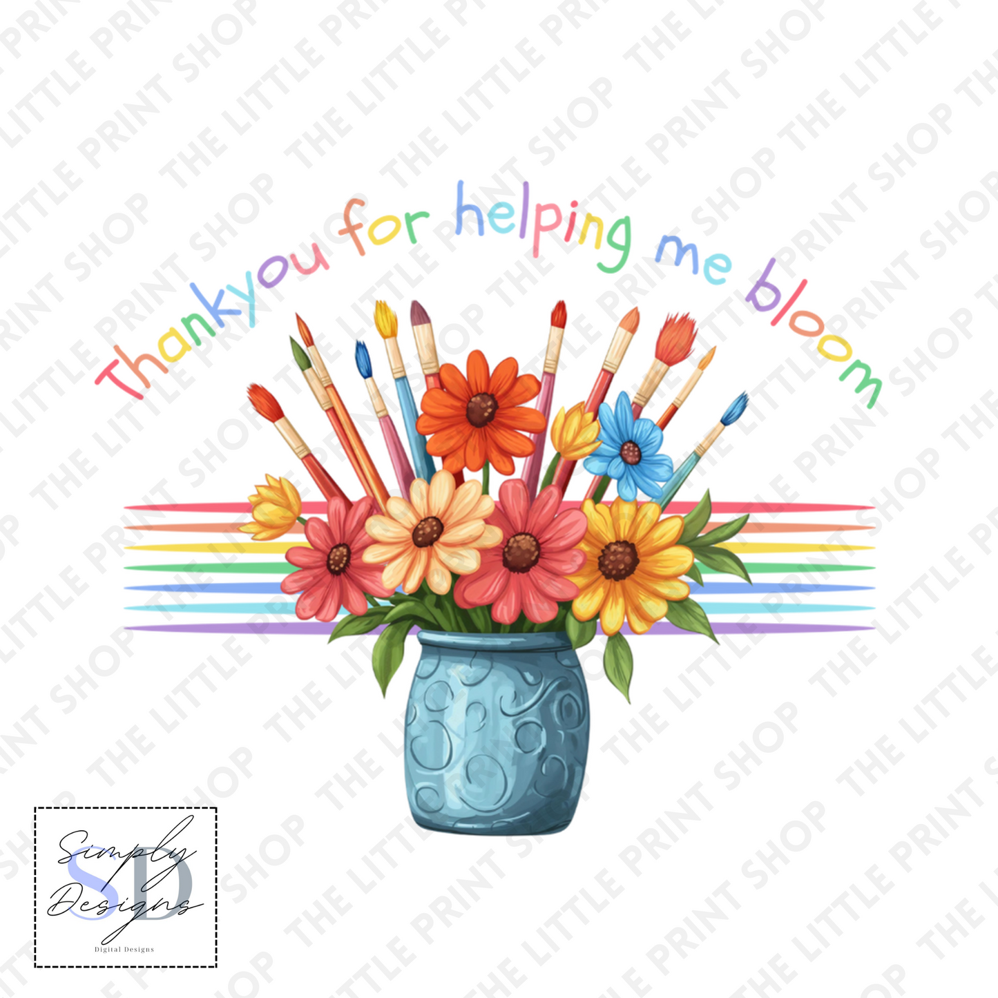 Teacher Bloom Vase - UV DTF 3 inch Decals