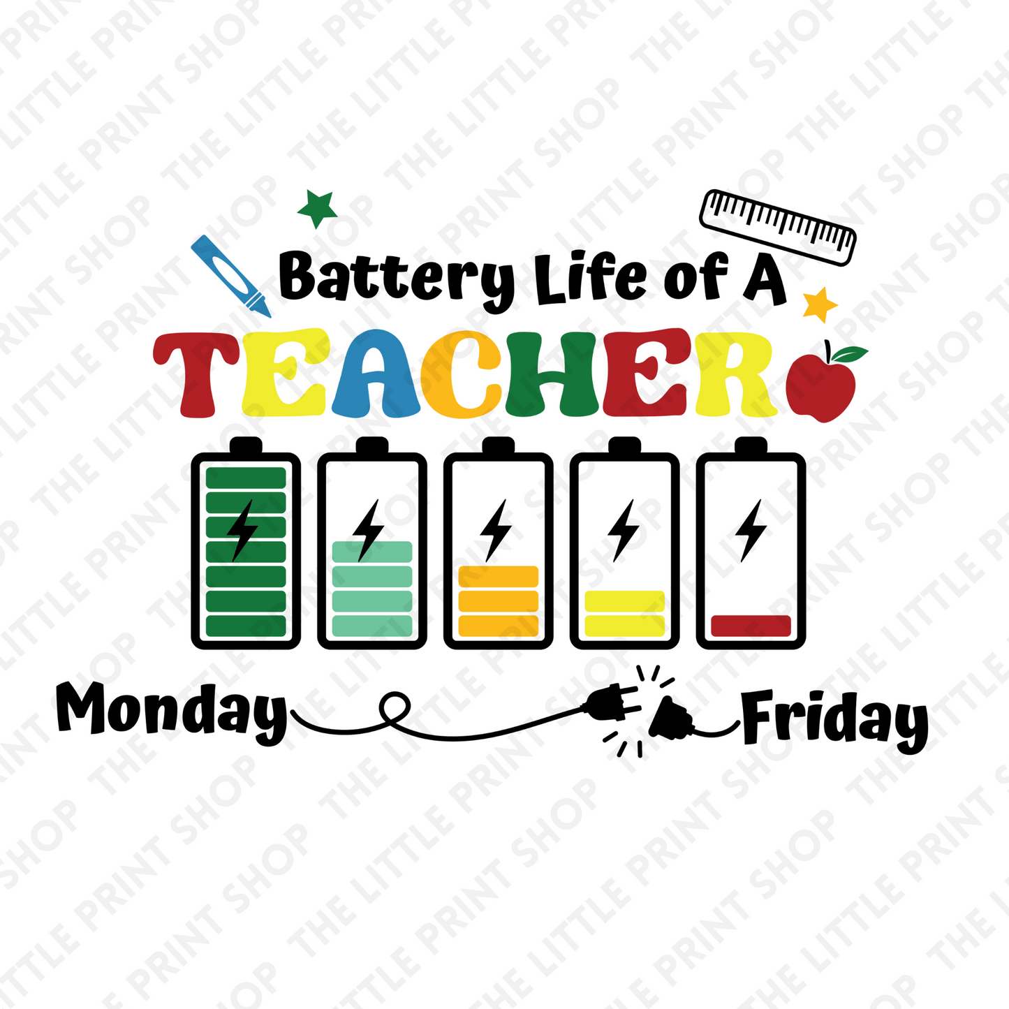 Teacher Battery - UV DTF 3 inch Decals