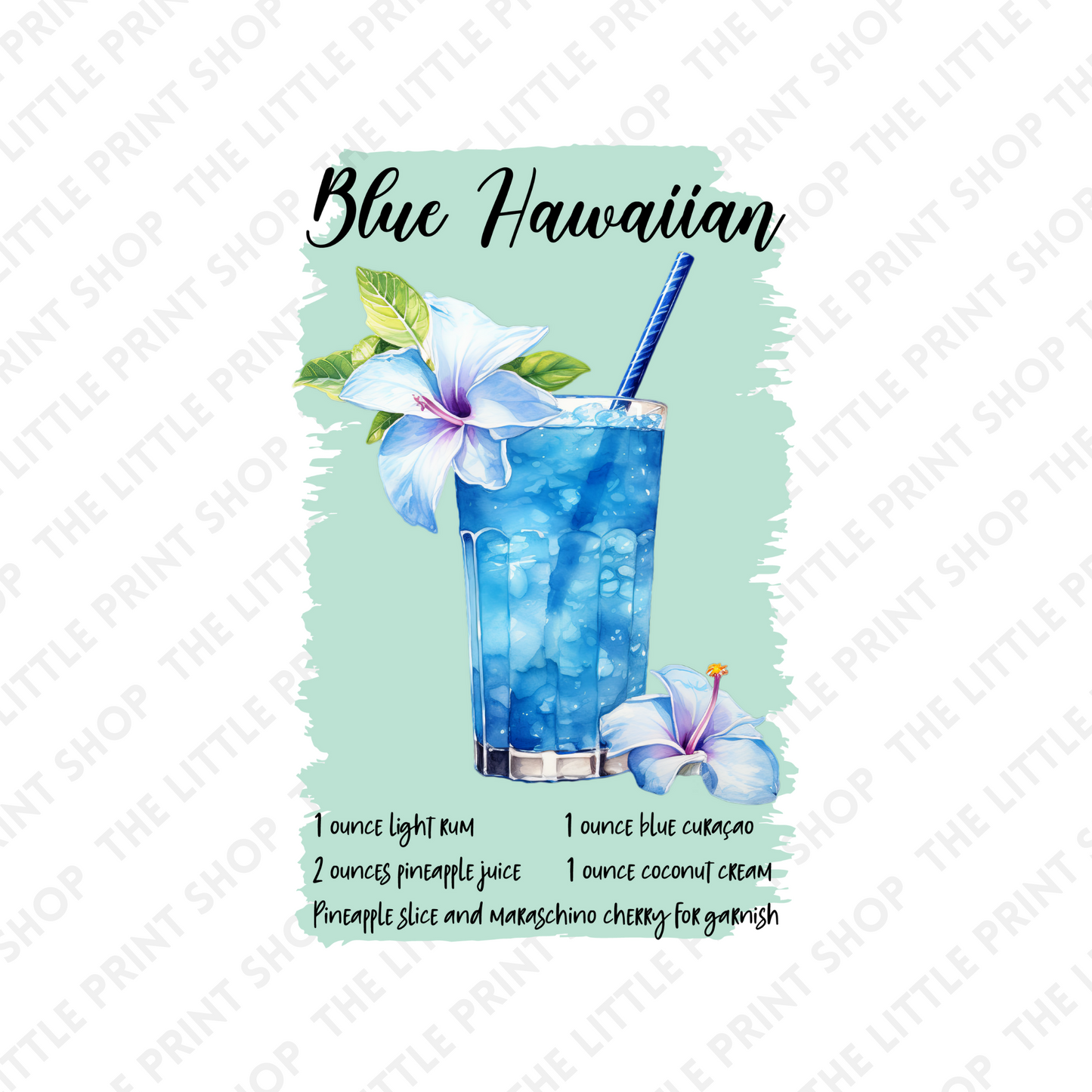 Blue Hawaiian- UV DTF 3 inch Decals