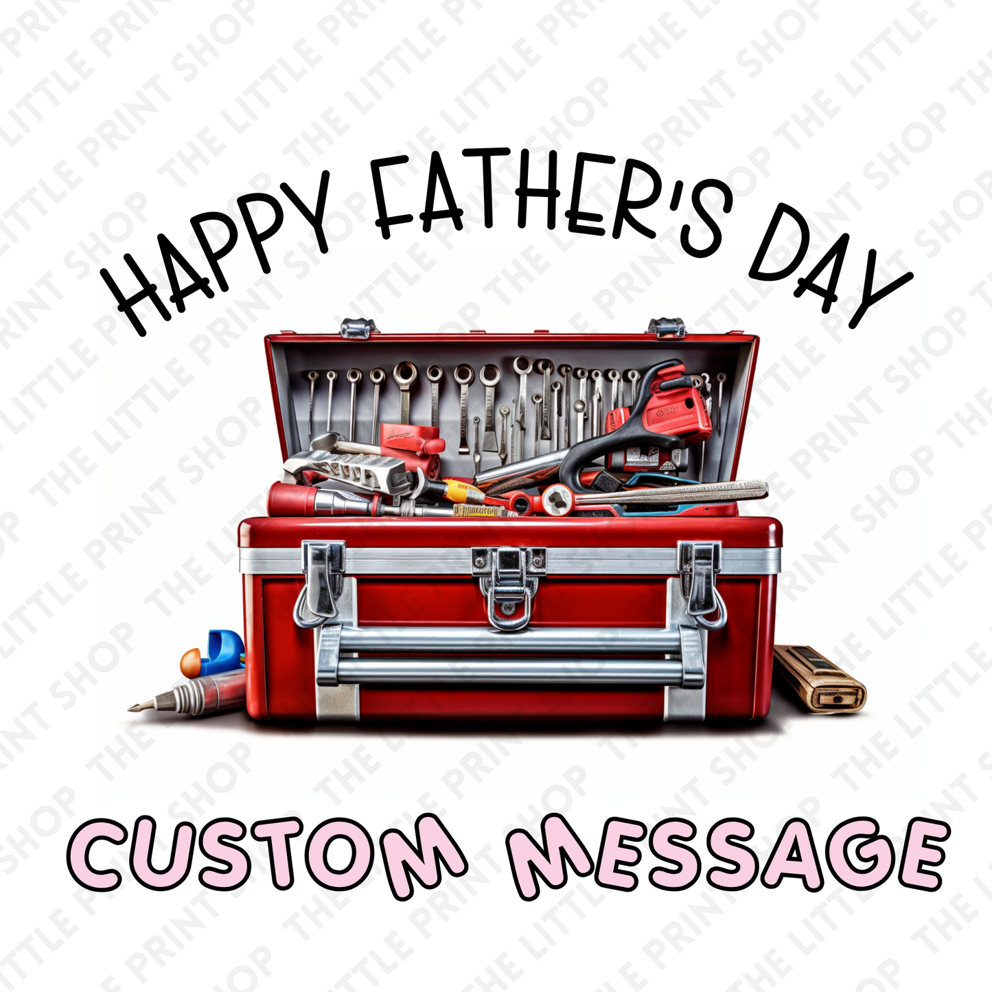 Father's Day Red Tool Box - Custom Message - UV DTF 3 inch Decals