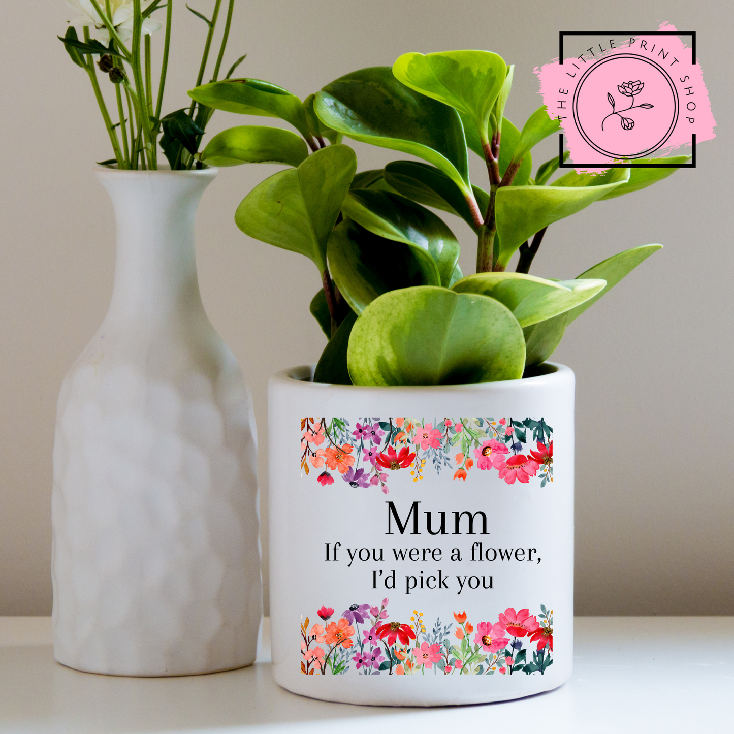 If You Were A Flower.. Floral Vase Decal - Mum - UV DTF 4 inch Decals