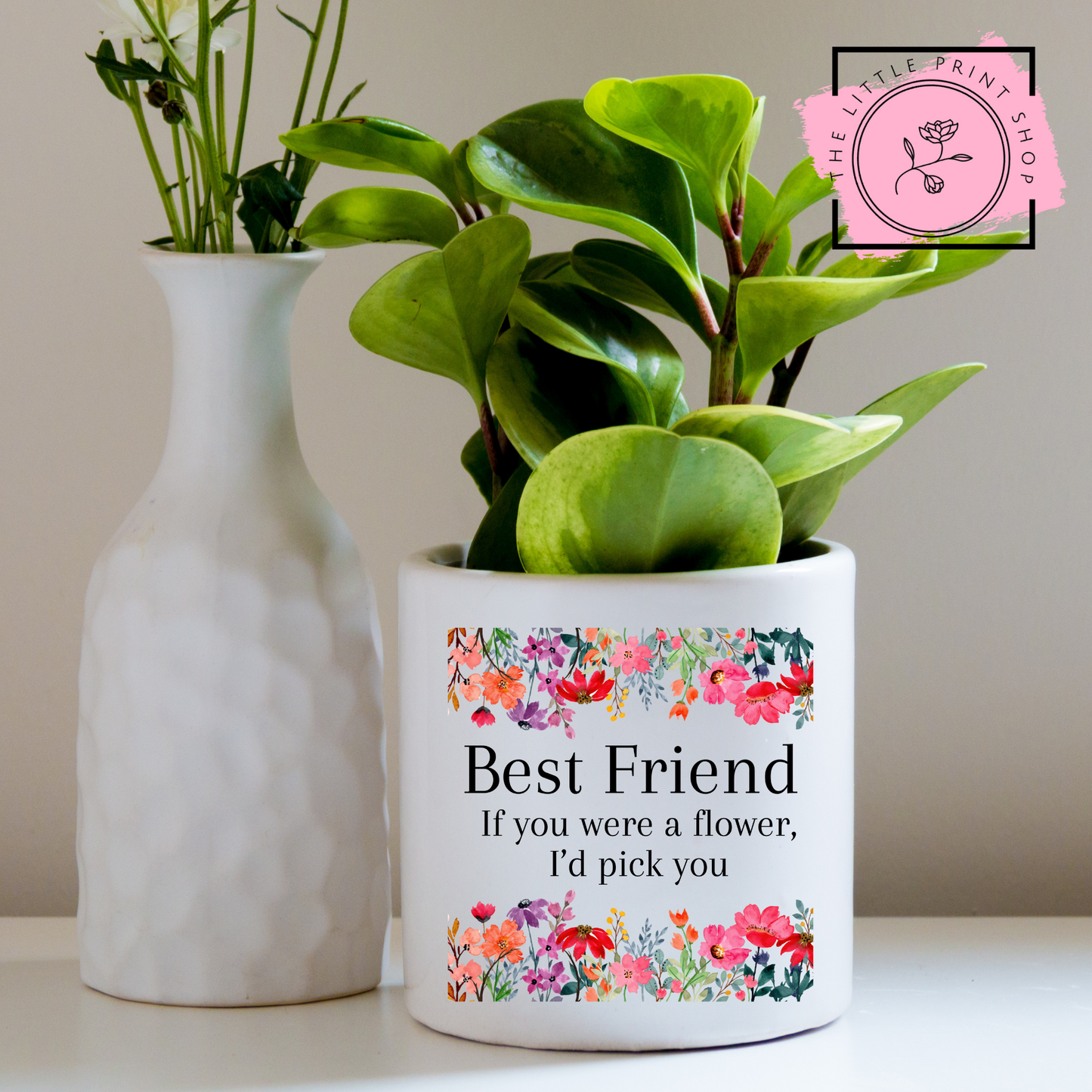 If You Were A Flower.. Floral Vase Decal - Best Friend - UV DTF 4 inch Decals