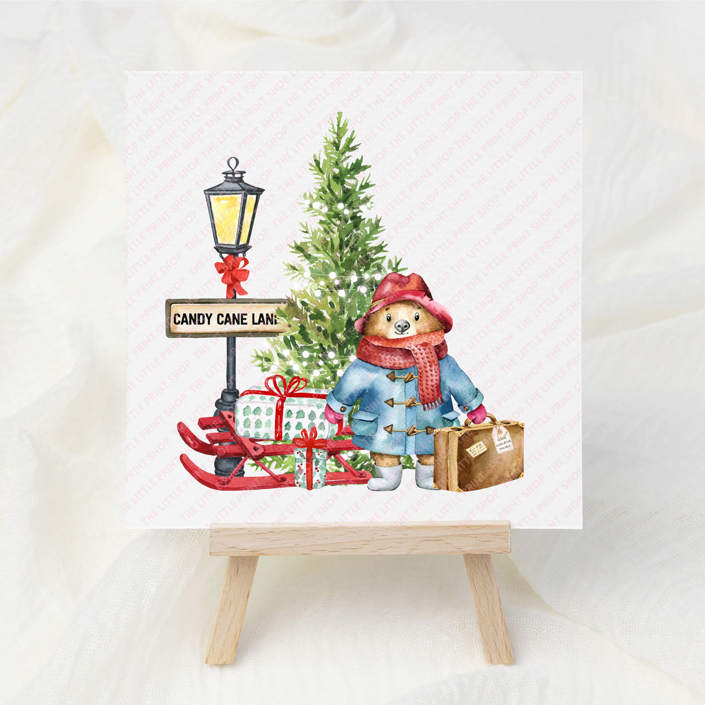 Christmas Blue Bear - UV DTF 3 inch Decal