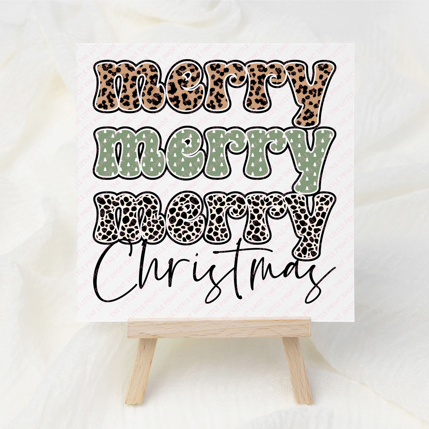 Merry Merry Merry Christmas Green - UV DTF 3 inch Decal