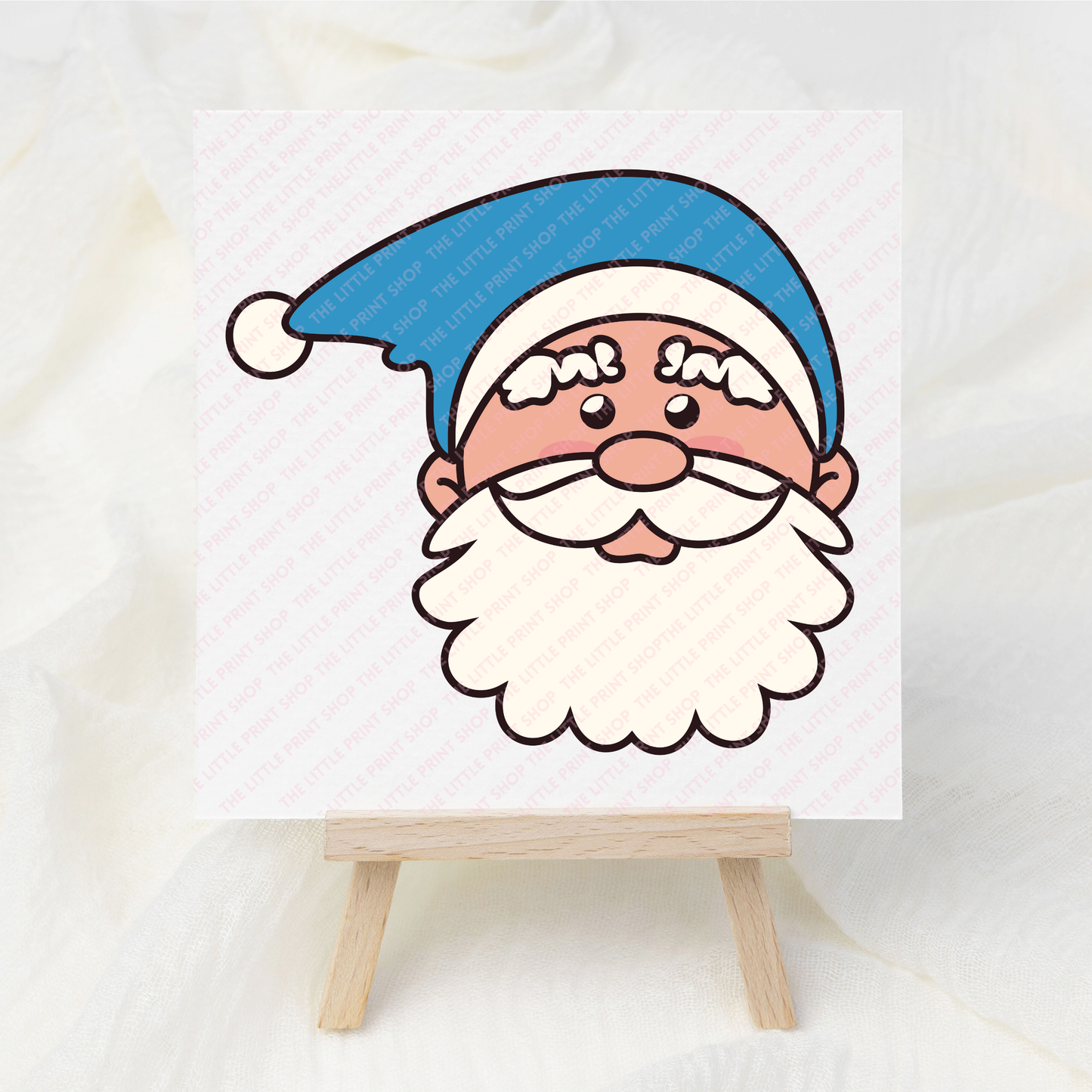 Blue Hat Santa - UV DTF 3 inch Decal