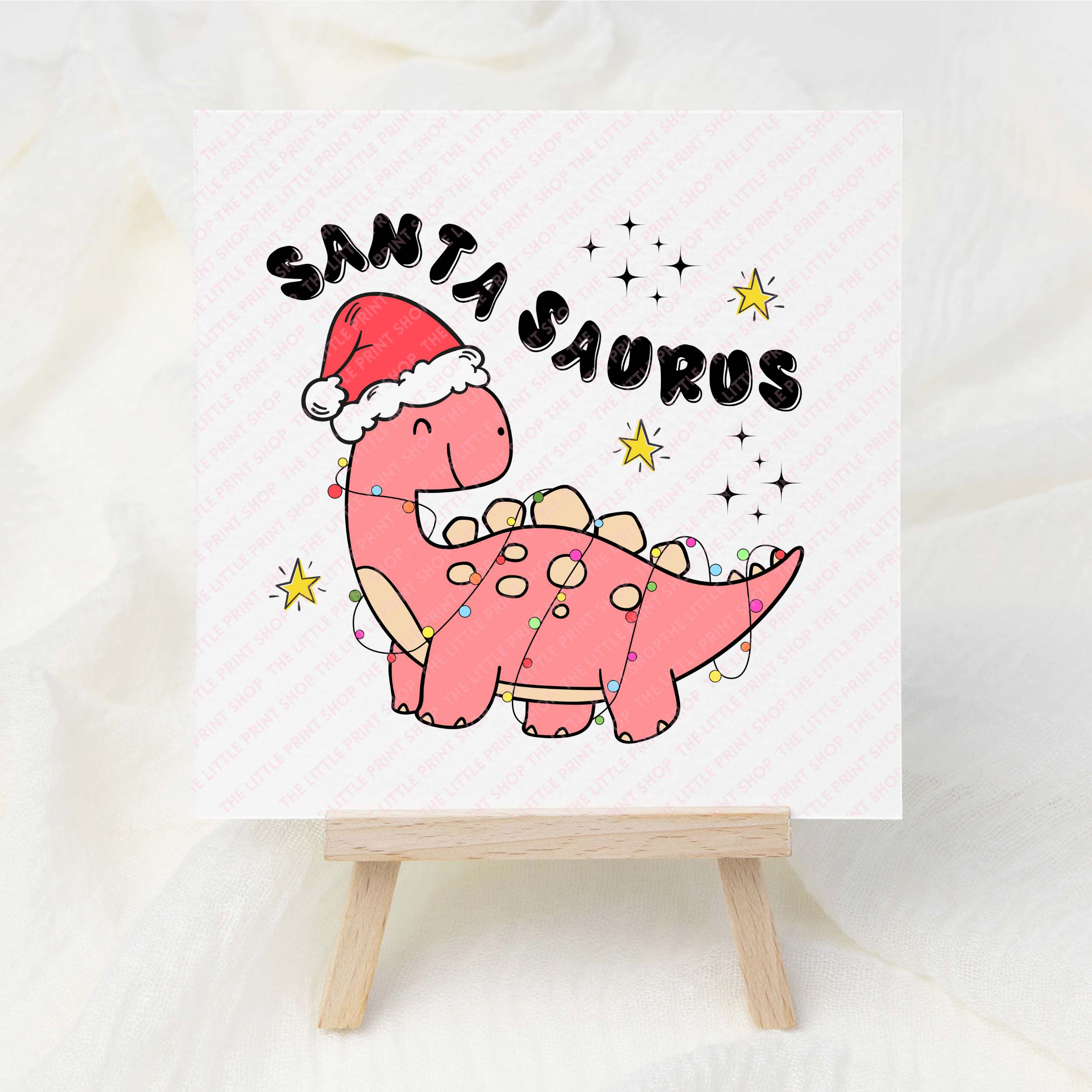 Christmas Pink Dino - UV DTF 3 inch Decal – Little Print Shop