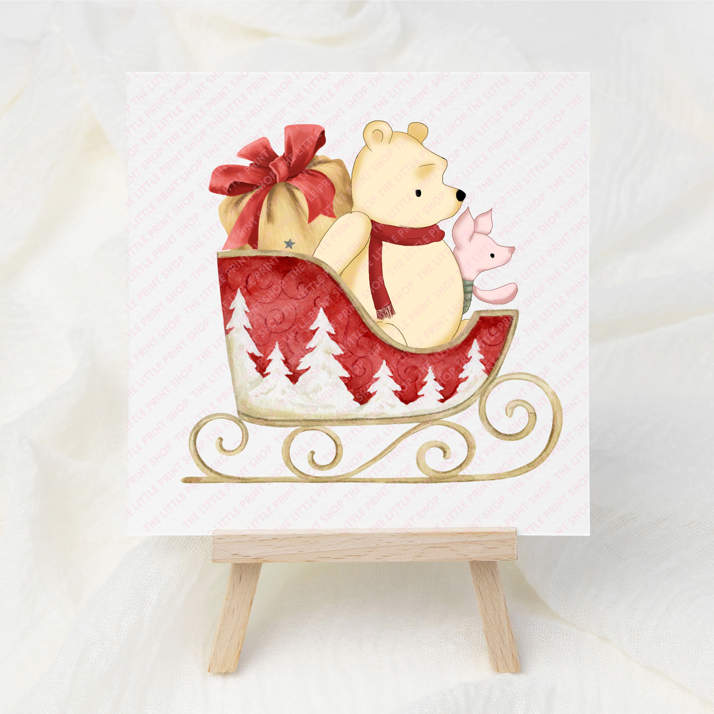Yellow Bear Sleigh - UV DTF 3 inch Decal