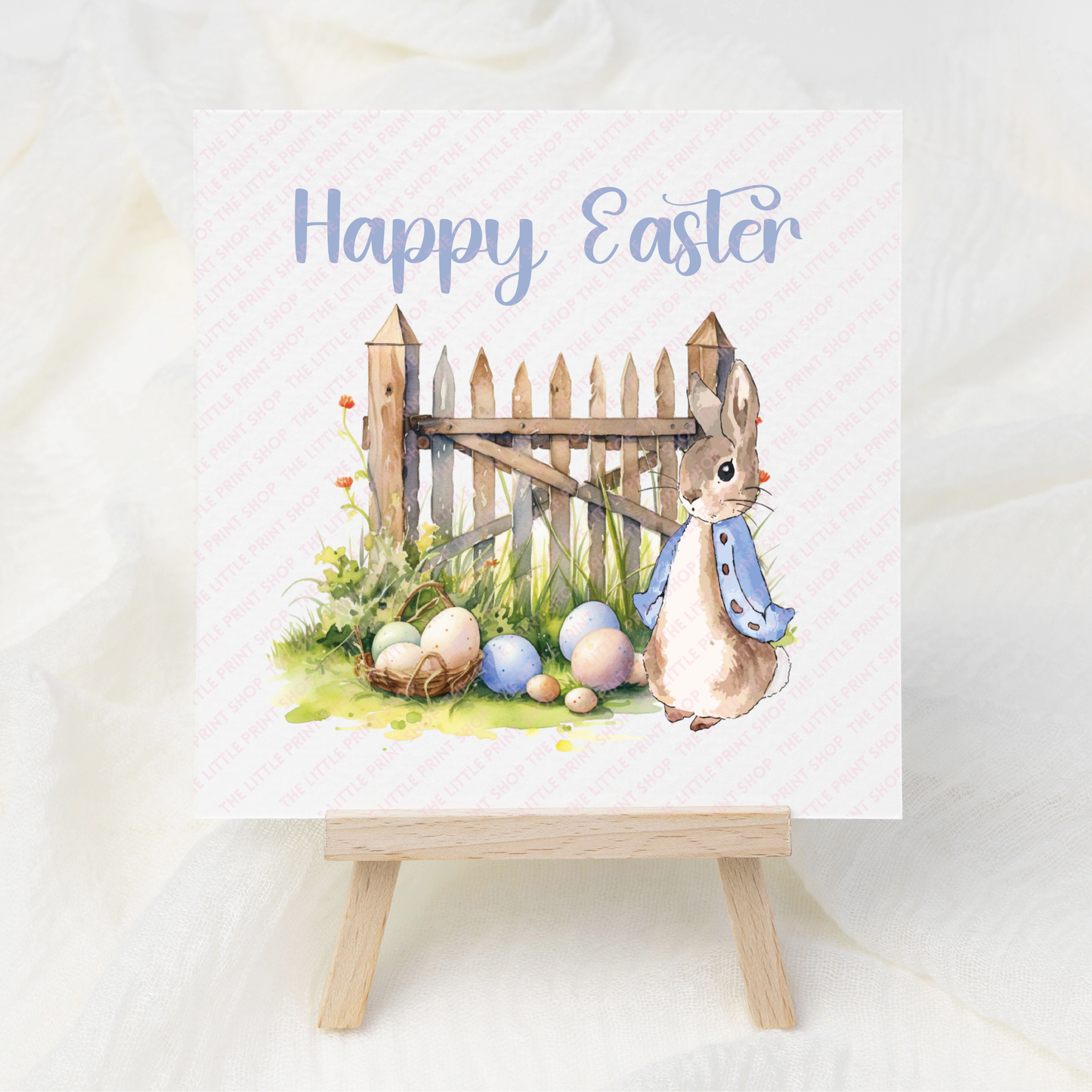 Happy Easter Bunny Gate - Blue - UV DTF 3 inch Decal