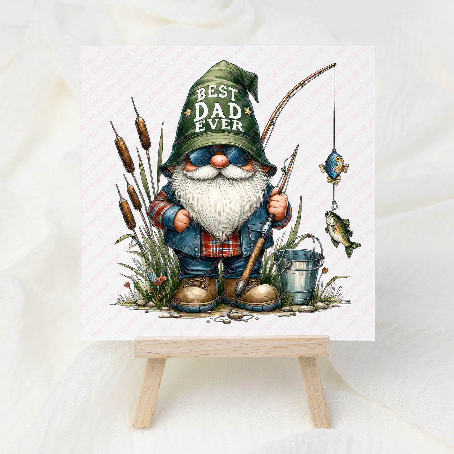 Fishing Gnome - Best Dad Ever - UV DTF 3 inch Decals