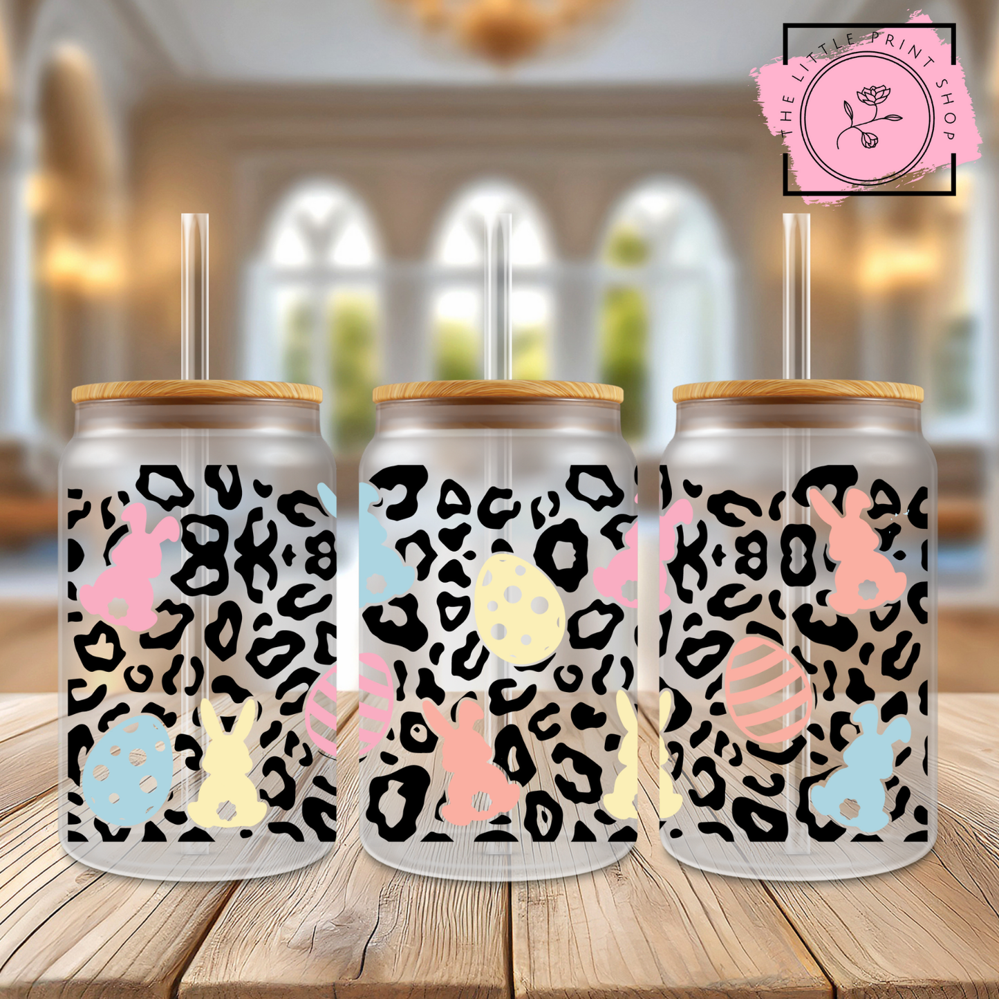 Leopard Print Pastels - 16oz Libbey Glass Printed UV DTF Wrap