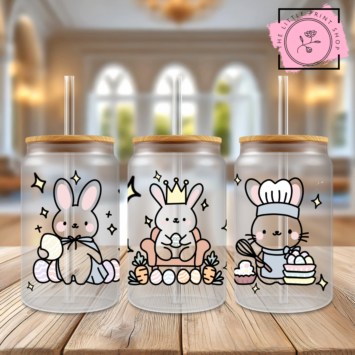 Easter Theme - 16oz Libbey Glass Printed UV DTF Wrap