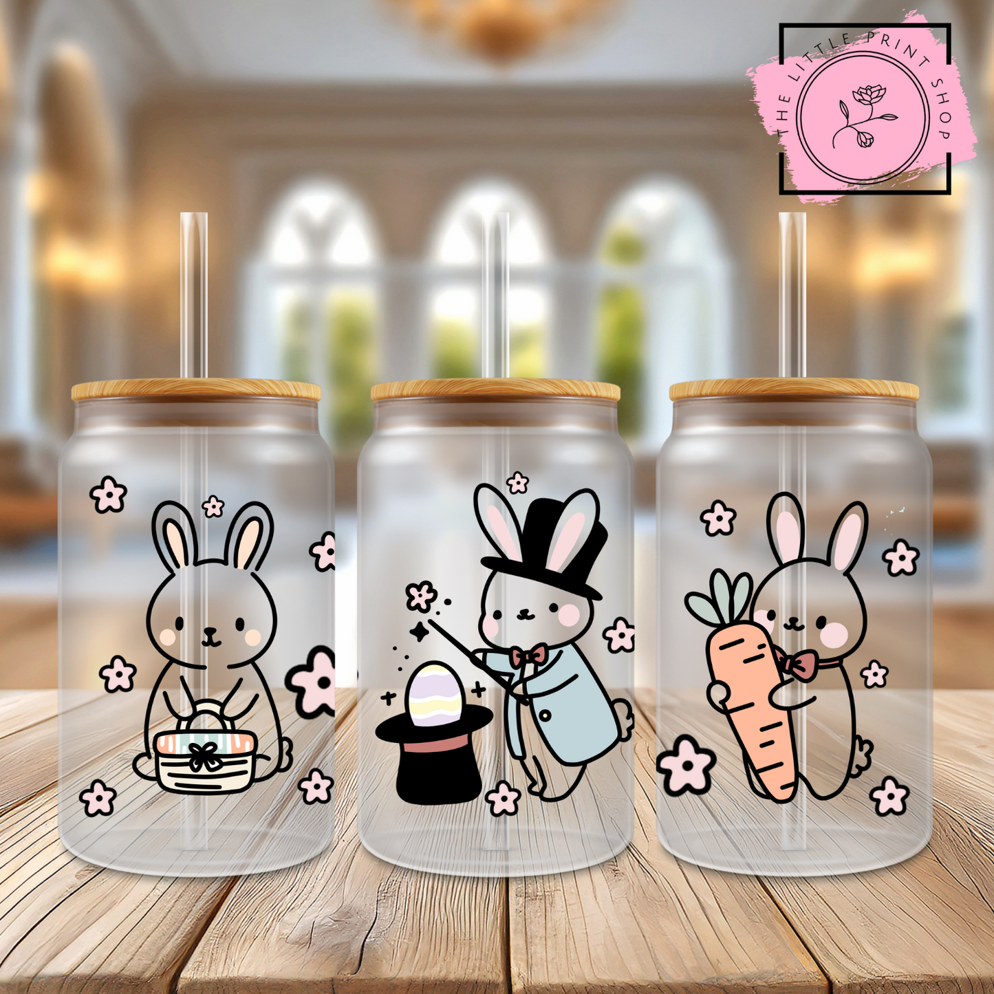 Easter Theme - 16oz Libbey Glass Printed UV DTF Wrap