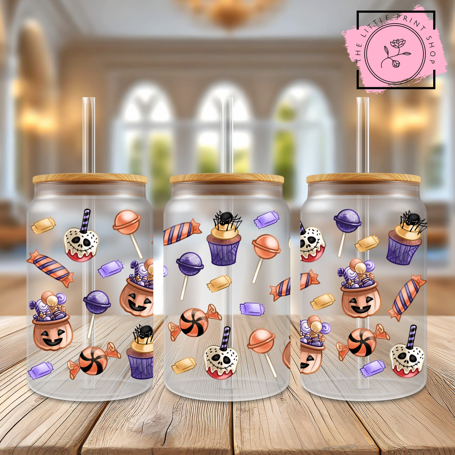 Halloween Candy - 16oz Libbey Glass Printed UV DTF Wrap