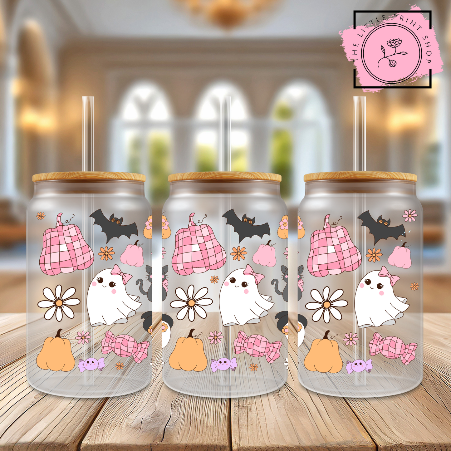 Cute Halloween - 16oz Libbey Glass Printed UV DTF Wrap