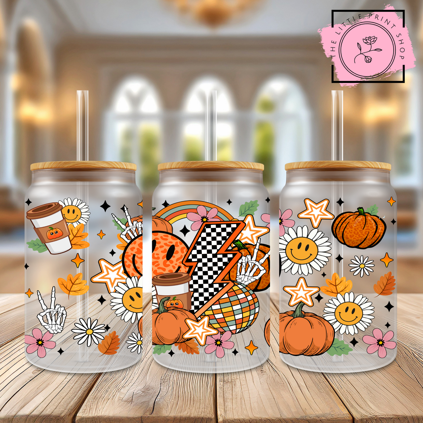 Fall - 16oz Libbey Glass Printed UV DTF Wrap