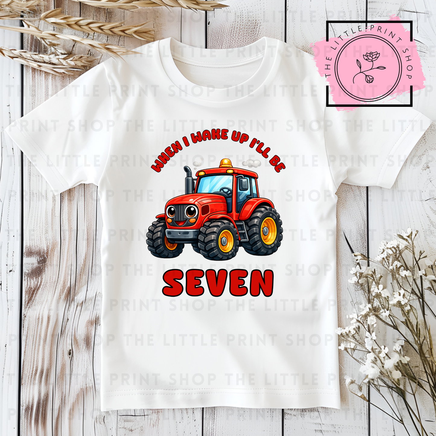 Red Tractor - Numbers 1 - 7 - DTF Transfer Decal