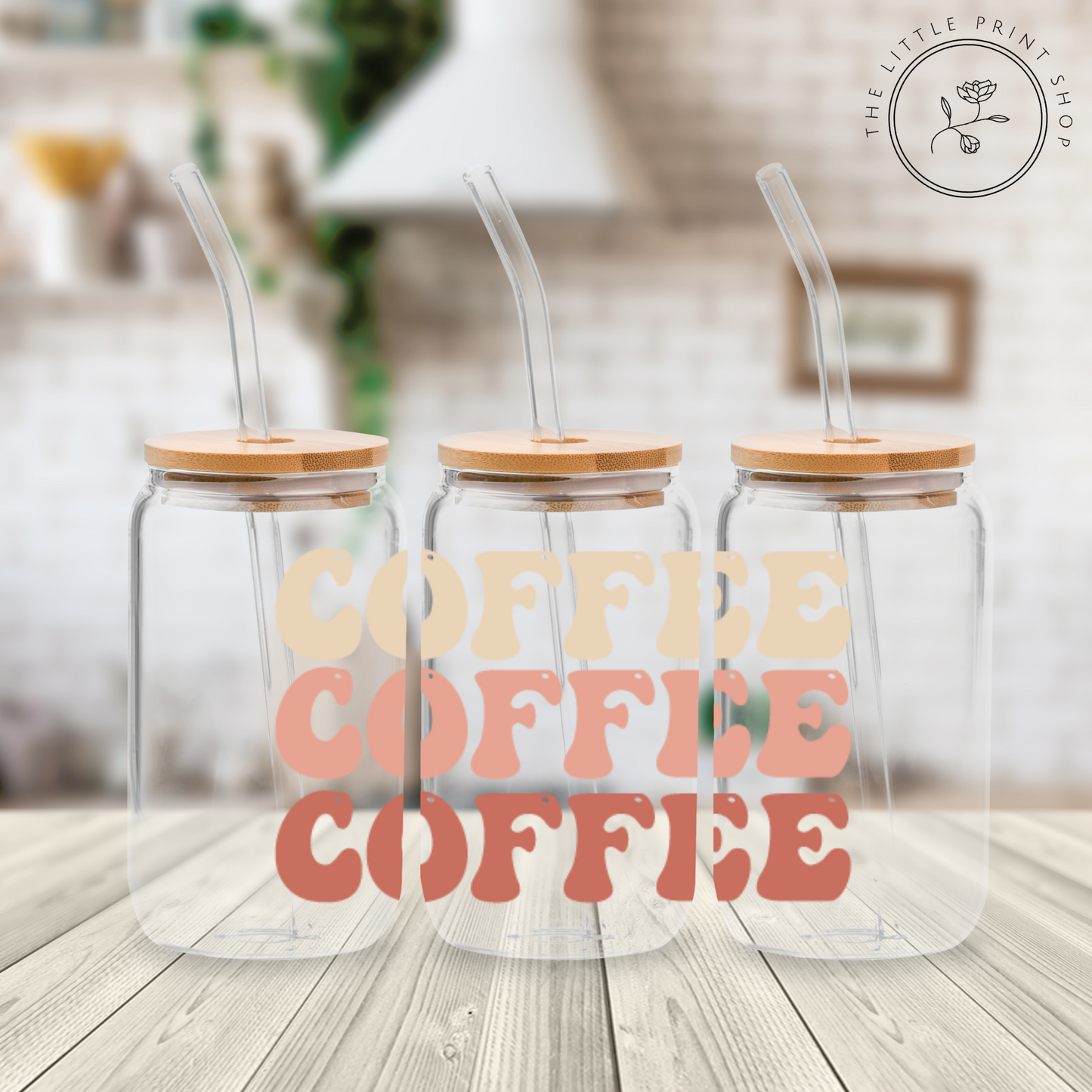 Coffee Coffee Coffee - 16oz Libbey Glass Printed UV DTF Wrap