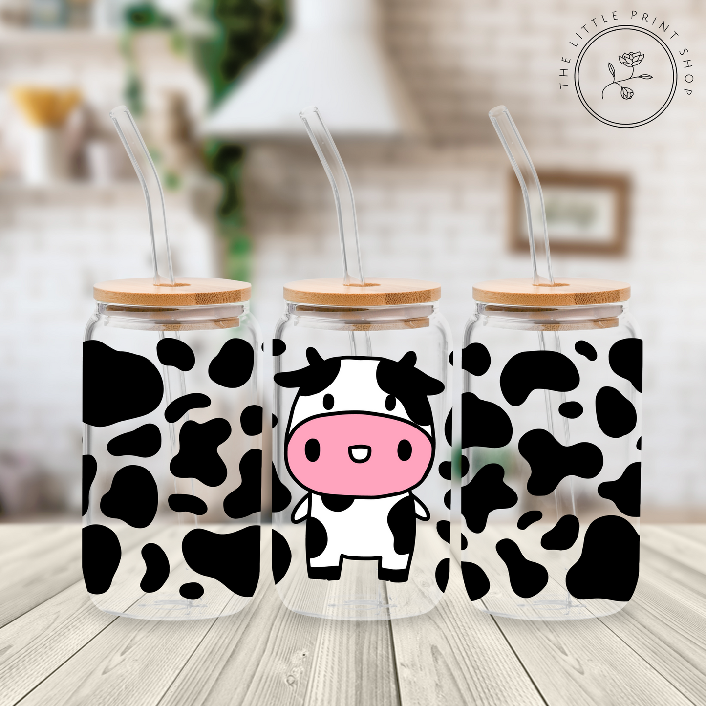 Moo Moo - 16oz Libbey Glass Printed UV DTF Wrap