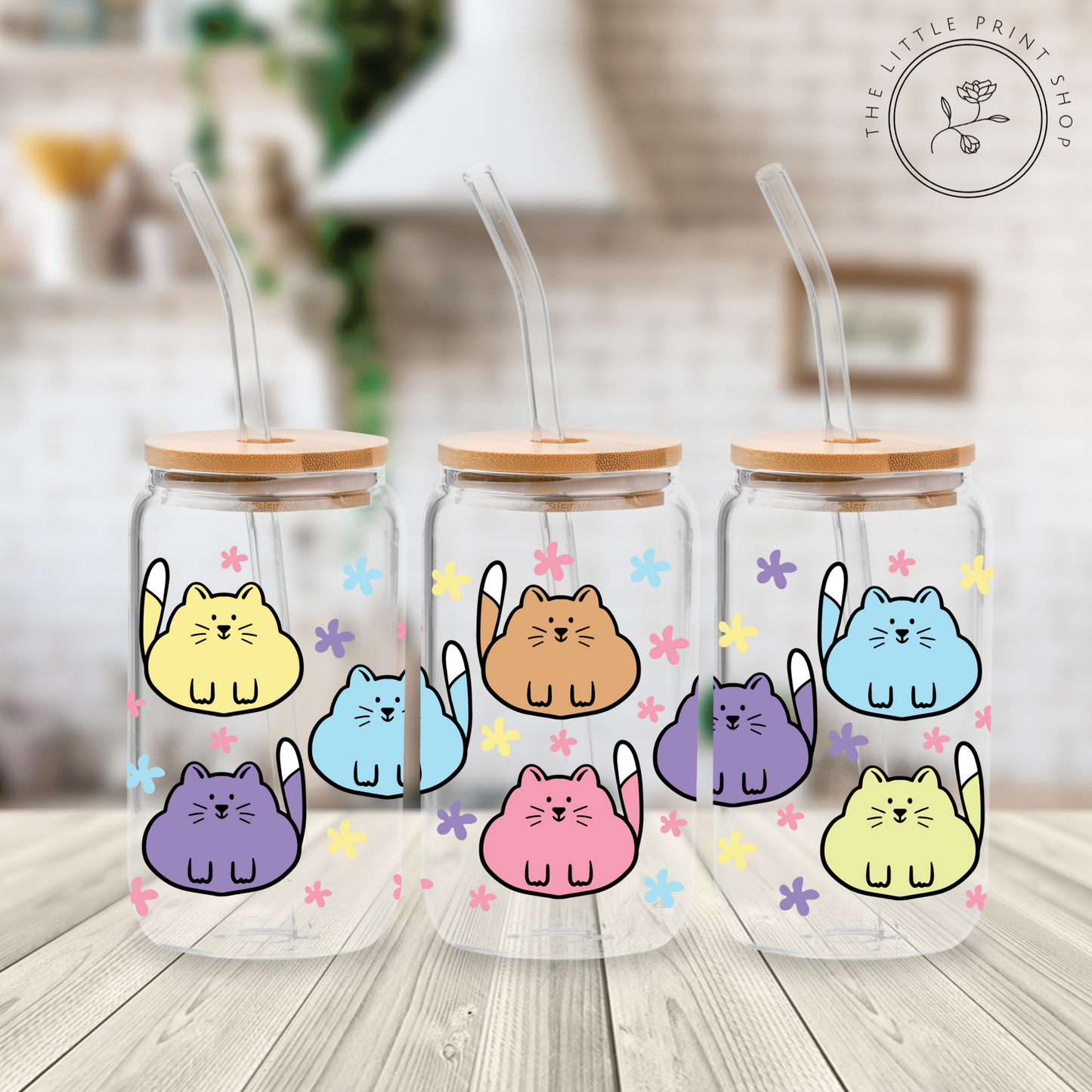 Cats - 16oz Libbey Glass Printed UV DTF Wrap