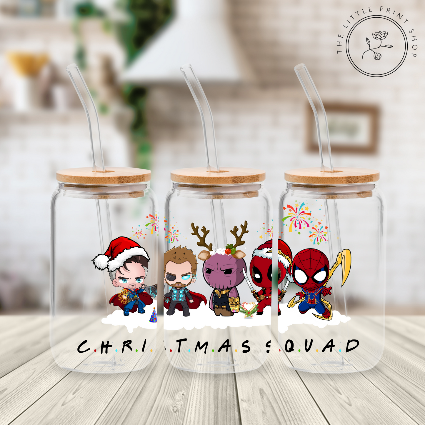 Christmas Squad - 16oz Libbey Glass Printed UV DTF Wrap